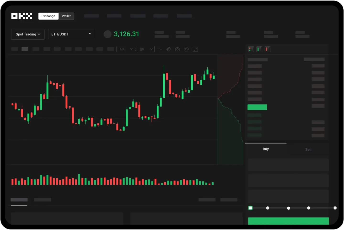 okcoin官方网站提供多种专业工具，包括K线图和订单簿